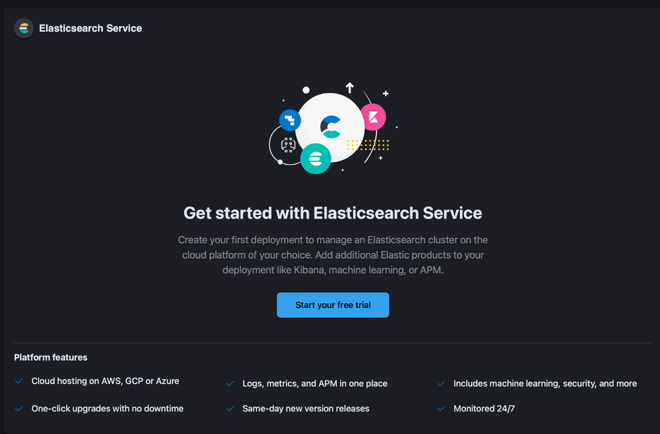 Sign up for the Elasticsearch Service with a free 14-day trial