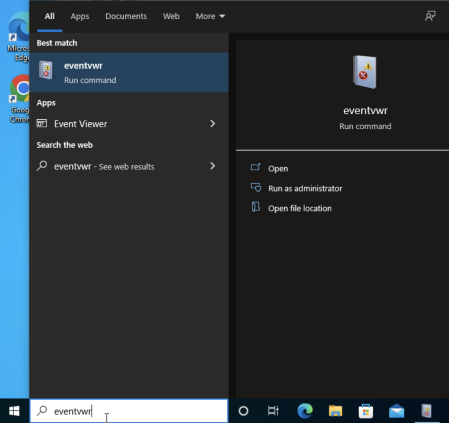 Opening Event Viewer